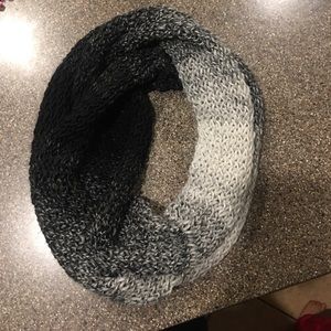 black/Grey Crochet infinity knit scarf
